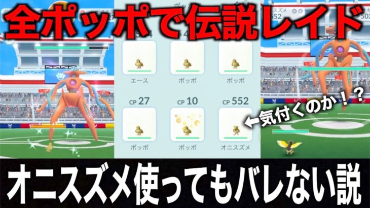 全員全ポッポで伝説レイドに挑戦する時にオニスズメ混ざっててもバレない説【ポケモンGO】