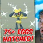 Shiny Riolu Hatch Day! Over 75 Eggs Hatched! (Pokémon GO)