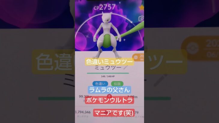 【ポケモン】ラムラの父さんは、ポケモンウルトラマニアです。ポケモンGO　色違いミュウツーgetしました✨🎯　#ポケモン#ポケモンGO#色違いミュウツー#厳選