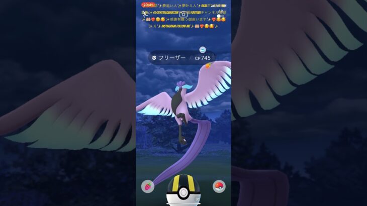 ✨【見逃し厳禁】【ポケモンGO】【REALポケ活実戦主義伝説ガラル三鳥フルコンプリート神ルート】✨綺麗に乱舞する伝説ガラルフリーザーちゃん✨🦜🦚🤲🏼❤️‍🔥☺️🥰😎✨御手手に笑顔幸せ感謝