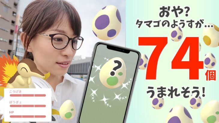 おや？たまごが74個うまれそう！ヒノアラシのコミュニティデイで色違いメラルバ産まれてほしいと思ったらふらふらふらふら【ポケモンGO】