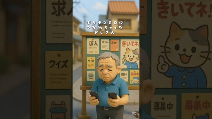 【ポケモンGOに疲れちゃったおじさん（2台持ち）】 #ポケモンgo #aiart #chatgpt