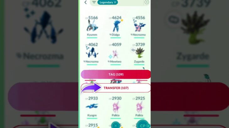 Transfer my heart More Than 100 Times in Pokémon Go #shorts #legendary #transfer #ultragoo #cgame
