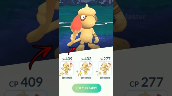 using Triple Shiny Smeargle in Pokemon GO.