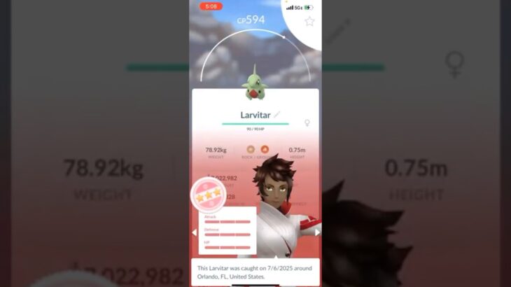 💯I Hatched a 100 IV LARVITAR In Pokemon Go!💯 #shorts #pokemon